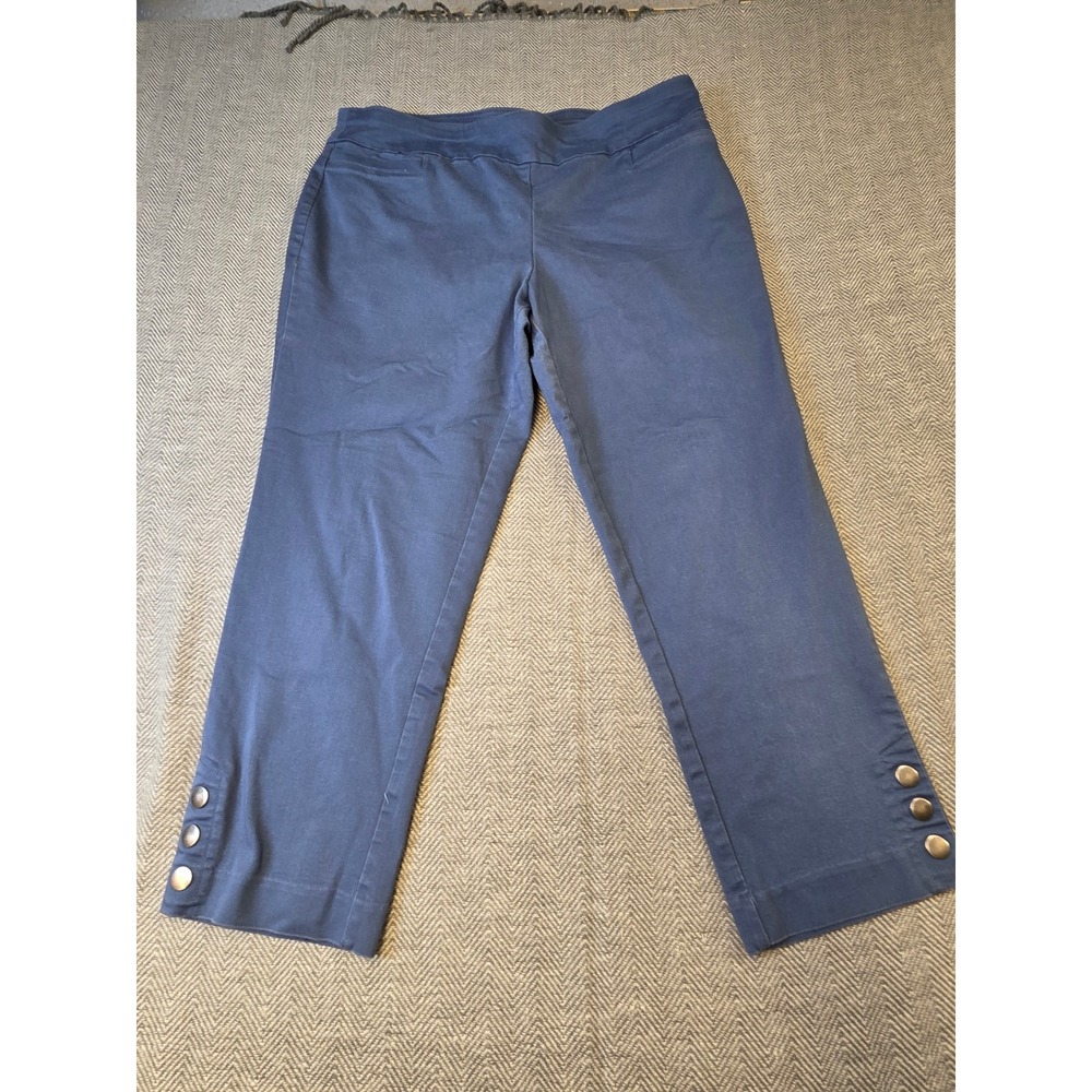 Croft & Barrow Trouser Pants Womens 18 Blue Comfort Flat Front Ankle Side Button